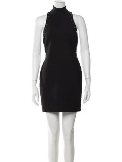 Pre-owned Cinq À Sept Mock Neck Mini Dress In Black