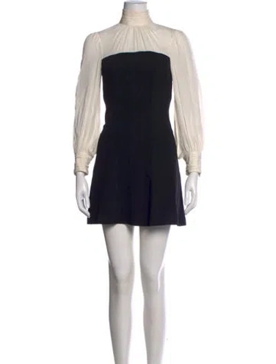 Pre-owned Cinq À Sept Mock Neck Mini Dress In Black