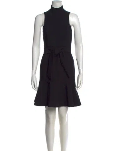Pre-owned Cinq À Sept Mock Neck Mini Dress In Black