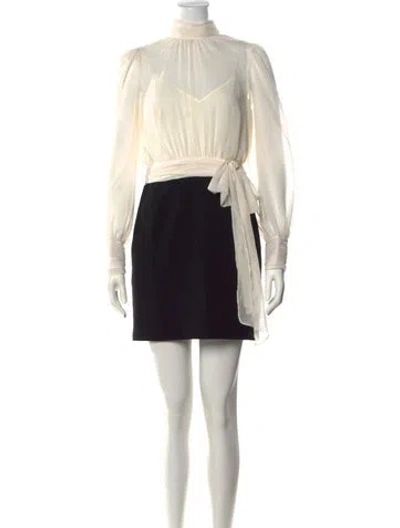 Pre-owned Cinq À Sept Mock Neck Mini Dress In Black