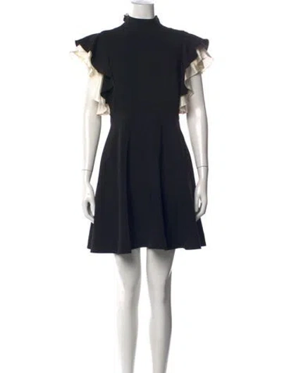 Pre-owned Cinq À Sept Mock Neck Mini Dress In Black/white