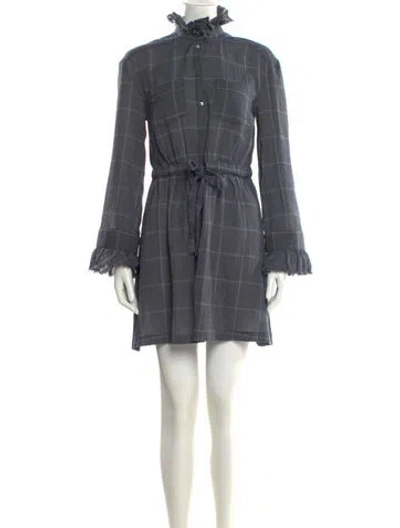 Pre-owned Cinq À Sept Mock Neck Mini Dress In Blue