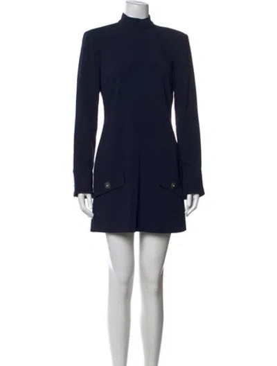 Pre-owned Cinq À Sept Mock Neck Mini Dress In Blue