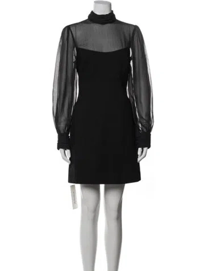 Pre-owned Cinq À Sept Mock Neck Mini Dress In Blue