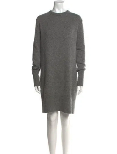 Pre-owned Cinq À Sept Mock Neck Mini Dress In Gray