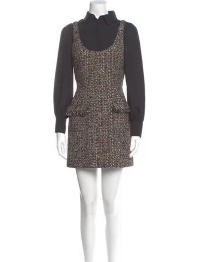 Pre-owned Cinq À Sept Mock Neck Mini Dress In Gray
