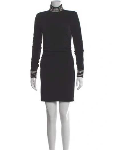 Pre-owned Cinq À Sept Mock Neck Mini Dress In Gray