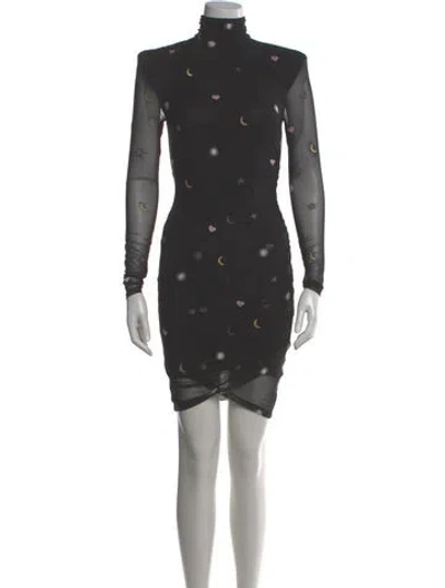 Pre-owned Cinq À Sept Mock Neck Mini Dress In Gray