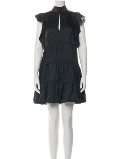 Pre-owned Cinq À Sept Mock Neck Mini Dress In Green