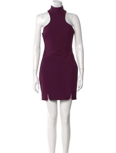 Pre-owned Cinq À Sept Mock Neck Mini Dress In Purple