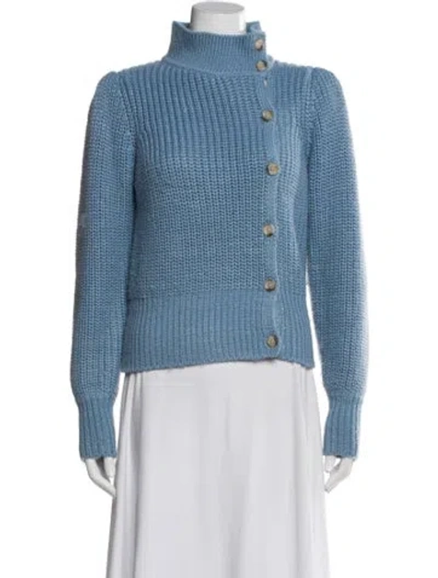 Pre-owned Cinq À Sept Mock Neck Sweater In Blue