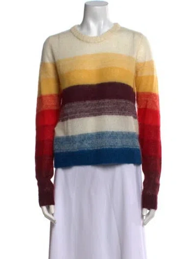 Pre-owned Cinq À Sept Mohair Striped Sweater In Neutral
