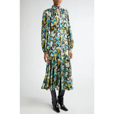 Cinq À Sept Molly Tossed Floral Long Sleeve Dress In Obsidian Multi