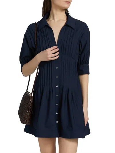 Cinq À Sept Monty Pleated Minidress In Blue