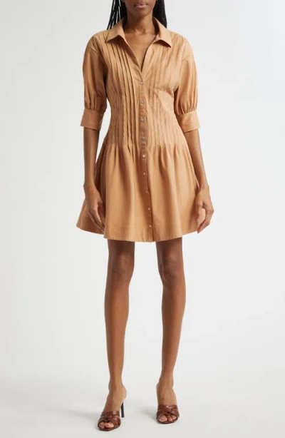 Cinq À Sept Monty Pleated Minidress In Brown