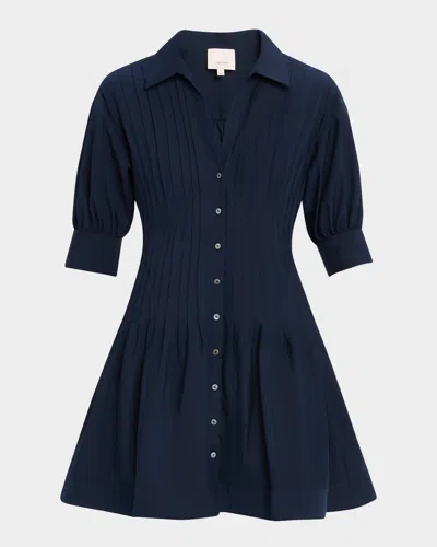CINQ À SEPT MONTY PLEATED PUFF-SLEEVE DRESS