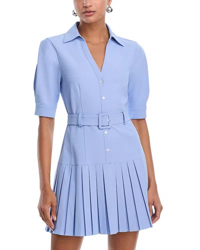 Cinq À Sept Moriah Pleated Belted Mini Dress In Blue