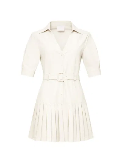 Cinq À Sept Moriah Pleated Belted Mini Dress In Neutral