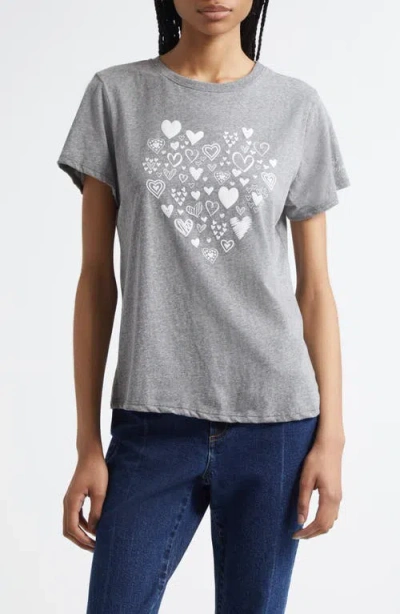 Cinq À Sept Multi Heart Cotton Graphic T-shirt In Gray