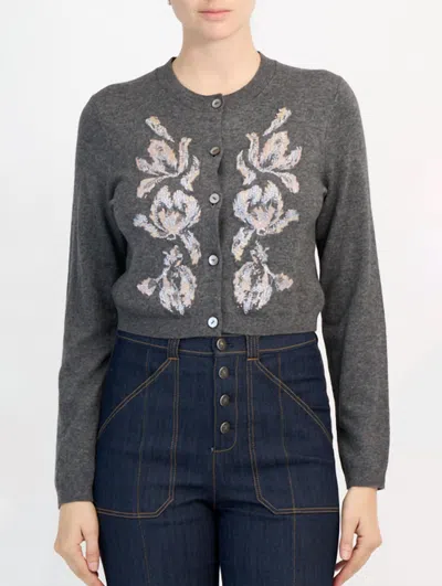 Cinq À Sept Multi Tulip Isolde Cardigan In Dark Heather Grey