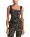 Cinq À Sept Cinq A Sept Myra Printed Patchwork Lace Top In Black