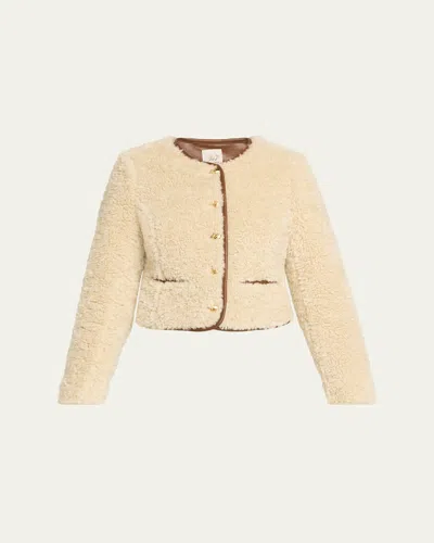 Cinq À Sept Naia Cropped Faux Fur Jacket In Neutral