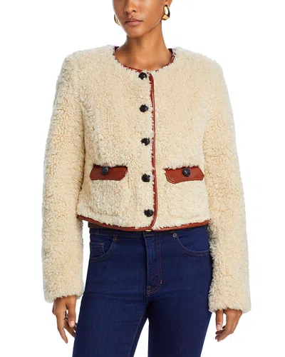 Cinq À Sept Cinq A Sept Naia Faux Shearling Jacket In Ivory/mahogany