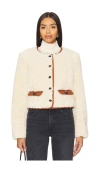 Cinq À Sept Cinq A Sept Naia Faux Shearling Jacket In Ivory & Mahogany