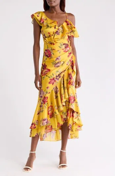 CINQ À SEPT CINQ À SEPT NARA FLORAL RUFFLE HIGH-LOW MAXI DRESS