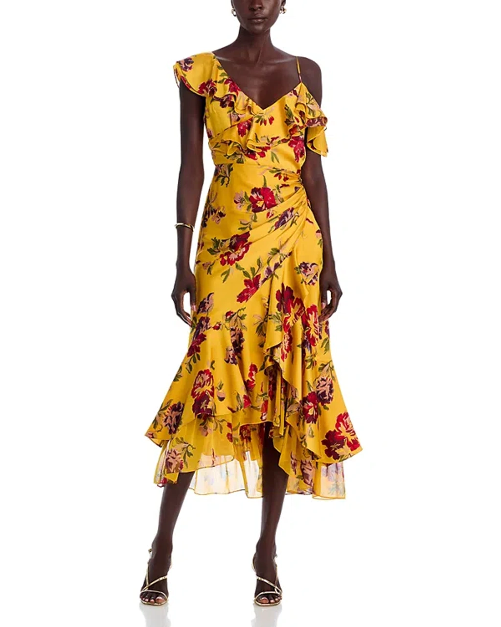 Cinq  Sept Cinq A Sept Nara Midi Dress In Deep Gold Multi | ModeSens