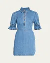 Cinq À Sept Nataly Denim Puff-sleeve Mini Dress