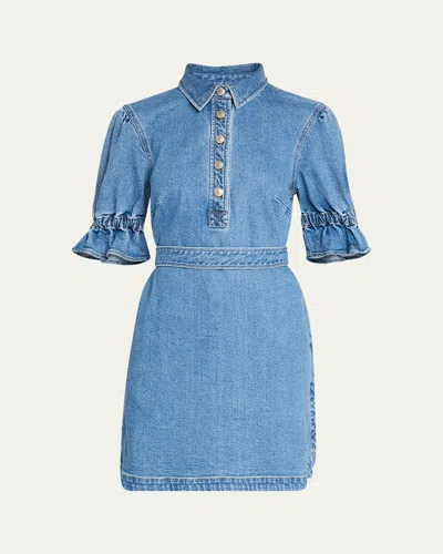 Cinq À Sept Nataly Denim Puff-sleeve Mini Dress