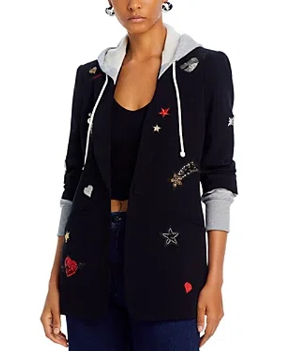 Cinq À Sept Cinq A Sept Nebula Embroidered Hoodie Layered Blazer In Black