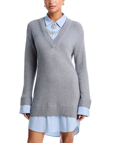 Cinq À Sept Cinq A Sept Necklace Santina Layered Look Mini Dress In Gray