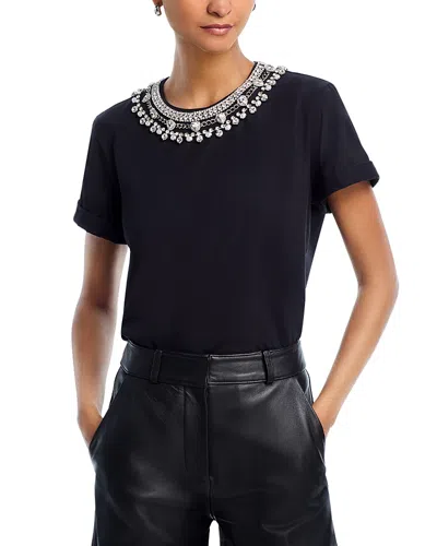 Cinq À Sept Cinq A Sept Necklace Shrunken Tee In Black