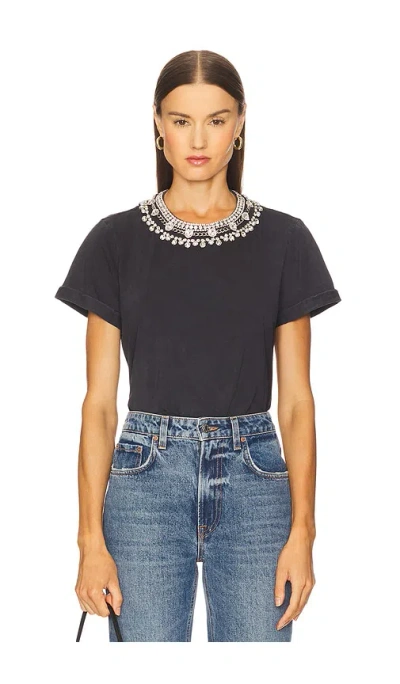 Cinq À Sept Necklace Washed Shrunken Tee In Gray