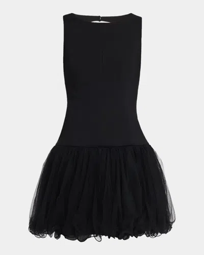 Cinq À Sept Neriva Sleeveless Fit & Flare Tulle Skirt Mini Dress In Black