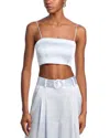 Cinq À Sept Cinq A Sept Nikki Hammered Satin Crop Top In Mercury
