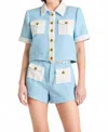 Cinq À Sept Nissy Short-sleeve Tweed Jacket In Blue