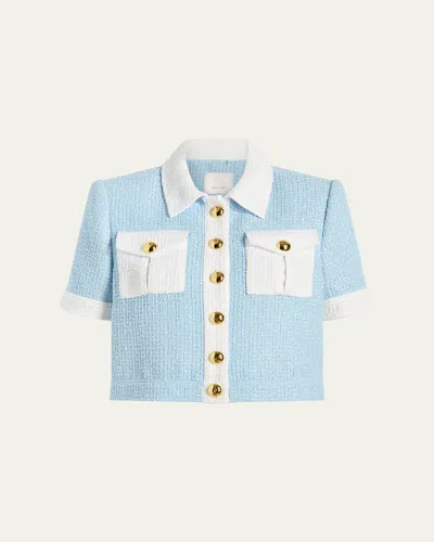 CINQ À SEPT NISSY SHORT-SLEEVE TWEED JACKET