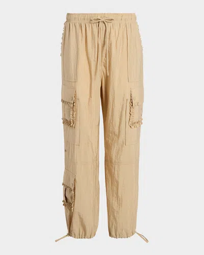Cinq À Sept Nitsan Ruffle Pull-on Parachute Pants In Khaki