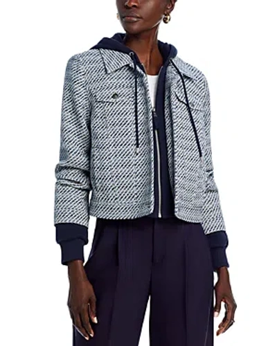 Cinq À Sept Noemie Boucle Jess Hooded Jacket In Navy Multi