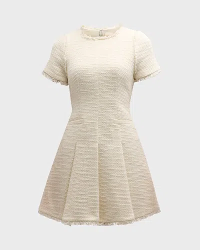 CINQ À SEPT NOVA COTTON BOUCLE PLEATED MINI DRESS