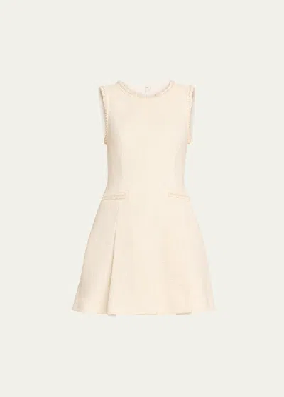 Cinq À Sept Nova Faux Pearl Sleeveless Tweed Mini Dress In Ivory