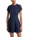 Cinq À Sept Nova Cotton Boucle Pleated Mini Dress In Navy