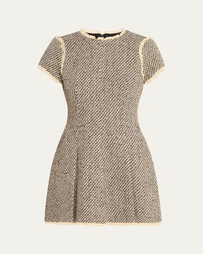 Cinq À Sept Nova Metallic Tweed Mini Dress In Black Gardenia