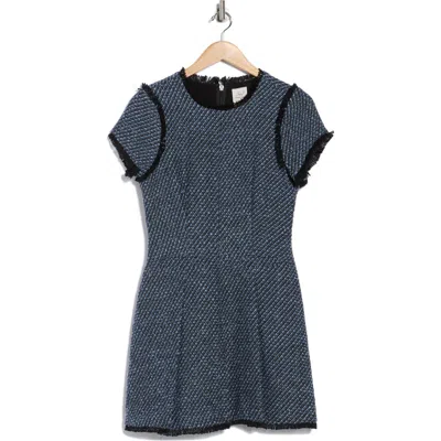 Cinq À Sept Nova Short Sleeve Metallic Tweed Dress In Gray