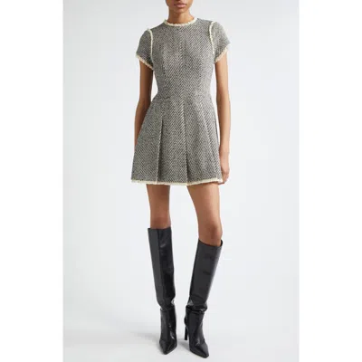 Cinq À Sept Nova Short Sleeve Metallic Tweed Dress In Gray