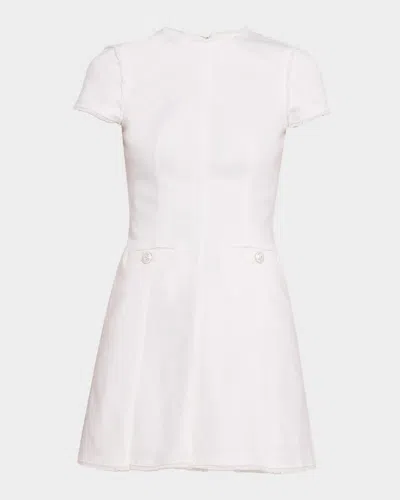 Cinq À Sept Nova Short-sleeve Denim Mini Dress In White