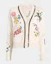 Cinq À Sept Nyla Patch Embroidered Cardigan In Ivory/multi